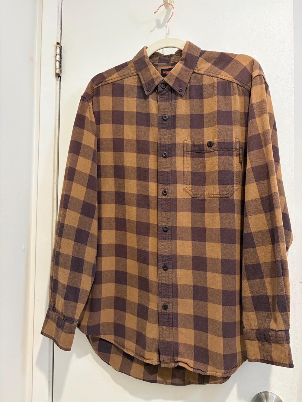 Wolverine Brown and Tan Plaid Long-Sleeve Button-Down Shirt